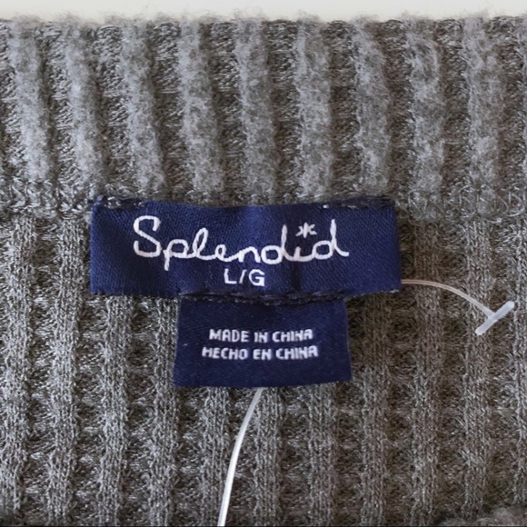 Splendid waffle knit thermal long sleeve shirt gray size large - Picture 4 of 8